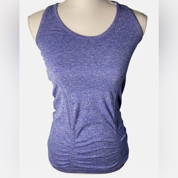 Athleta Fastest Track Blue/Purple Heather Women's Tank Top ruched Sz-XS.  Y1 - Picture 5 of 11